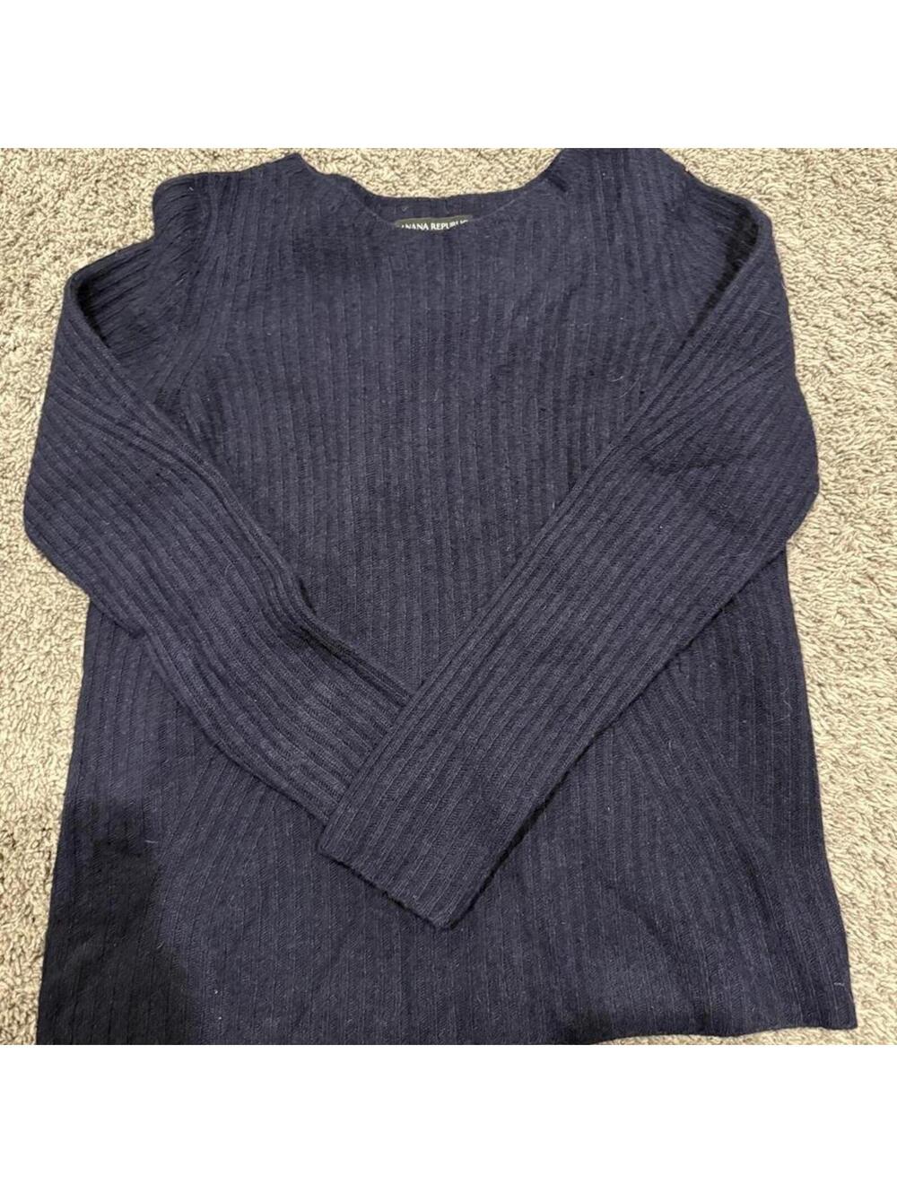 Banana Republic Navy Ribbed Sweater with Fine Italian Yarn